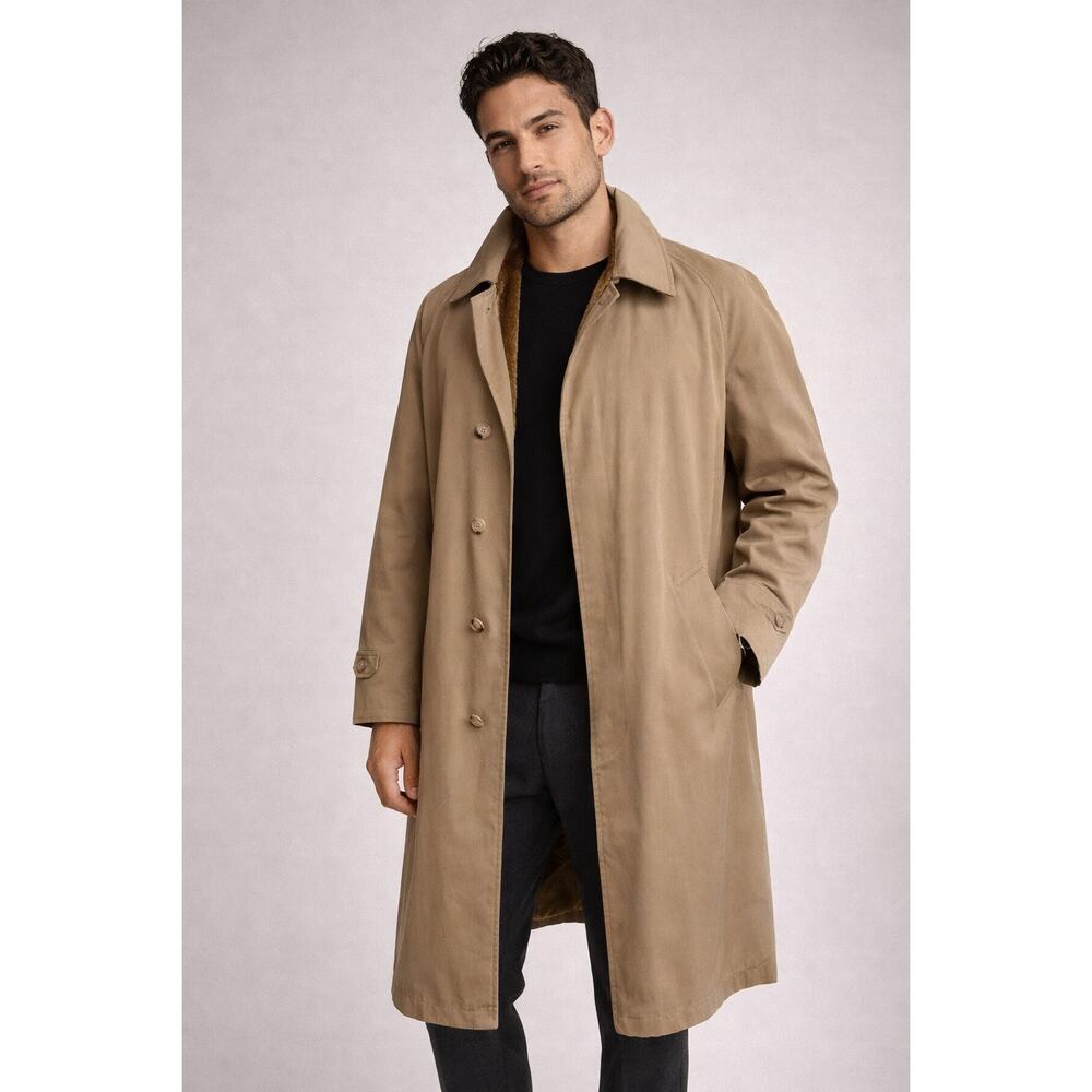 Vintage London Fog Maincoat Trench Coat – Tan | Faux Fur Lined | USA Classic